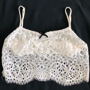 For Love and Lemons White Lace bra crop top